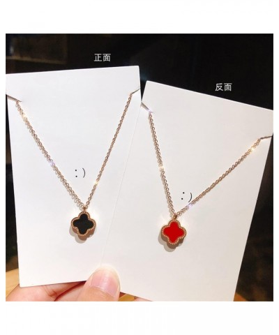 Double Sided Simple Clover Necklace-Red $8.09 Necklaces