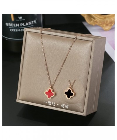 Double Sided Simple Clover Necklace-Red $8.09 Necklaces