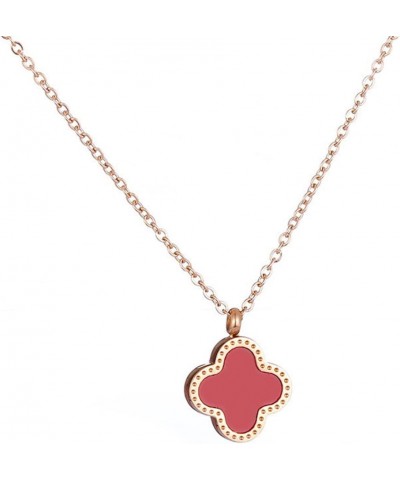 Double Sided Simple Clover Necklace-Red $8.09 Necklaces