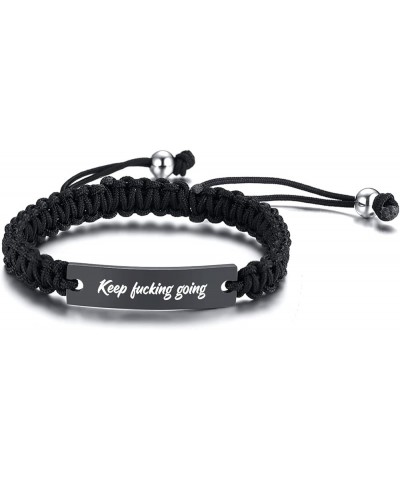 Personalized Inspirational Bracelet for Women Men - Engarved Handmade Rope Adjustable Bracelet Encouragement Motivational Gif...