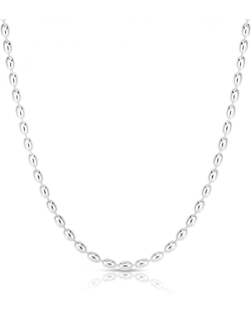 925 Sterling Silver Rice Bead Chain, Silver Oval Bead Chain Necklace, Silver Beaded Chain Necklace. 32.0 Inches 4MM $11.60 Ne...