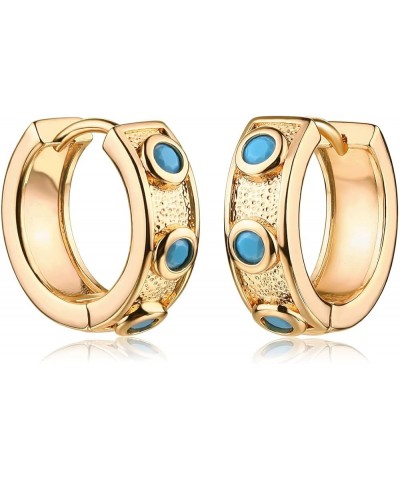 Women Huggie Earrings Gold Hoop 14K Gold Filled Small Simple Handmade Hypoallergenic Everyday Jewelry Turquoise $11.01 Earrings