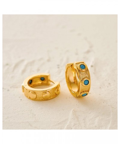 Women Huggie Earrings Gold Hoop 14K Gold Filled Small Simple Handmade Hypoallergenic Everyday Jewelry Turquoise $11.01 Earrings