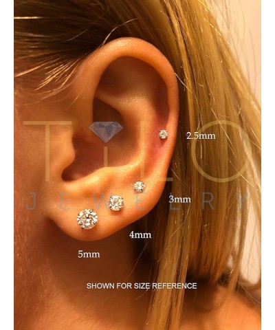 14k White Gold Solitaire Round Cubic Zirconia CZ Stud Earrings in Secure Screw-backs 5mm $23.91 Earrings