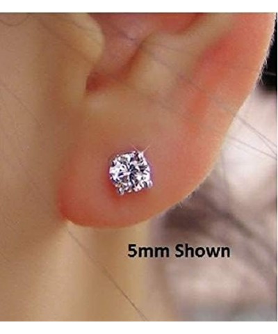 14k White Gold Solitaire Round Cubic Zirconia CZ Stud Earrings in Secure Screw-backs 5mm $23.91 Earrings