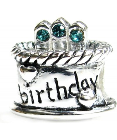 Sterling Silver Birthday Cake Simulated Birthstone Round European Bead Charm 12-Dec $10.07 Bracelets