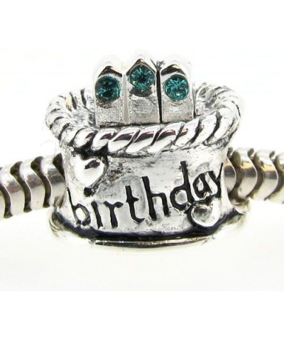 Sterling Silver Birthday Cake Simulated Birthstone Round European Bead Charm 12-Dec $10.07 Bracelets