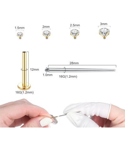 16G 18G Labret Jewelry Internally Threaded Lip Nose Piercing Studs Medusa Ashely Piercing Jewelry Tragus Earring Studs 16G, 1...