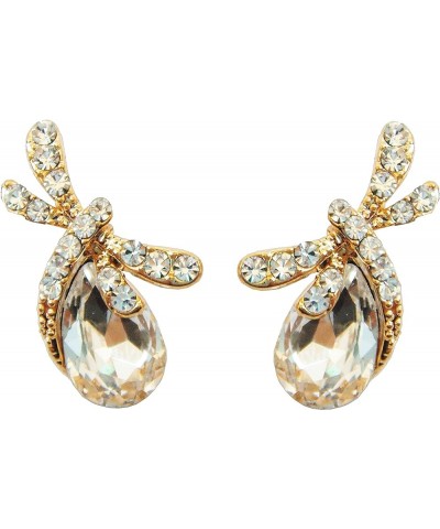 18k Gold Plated Pear-shaped Multicolor Zircon Crystal Dragonfly Stud Earrings White $9.00 Earrings