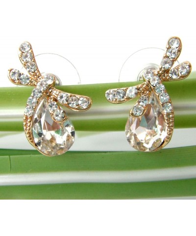 18k Gold Plated Pear-shaped Multicolor Zircon Crystal Dragonfly Stud Earrings White $9.00 Earrings