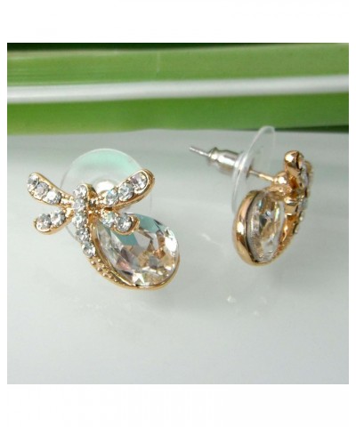 18k Gold Plated Pear-shaped Multicolor Zircon Crystal Dragonfly Stud Earrings White $9.00 Earrings