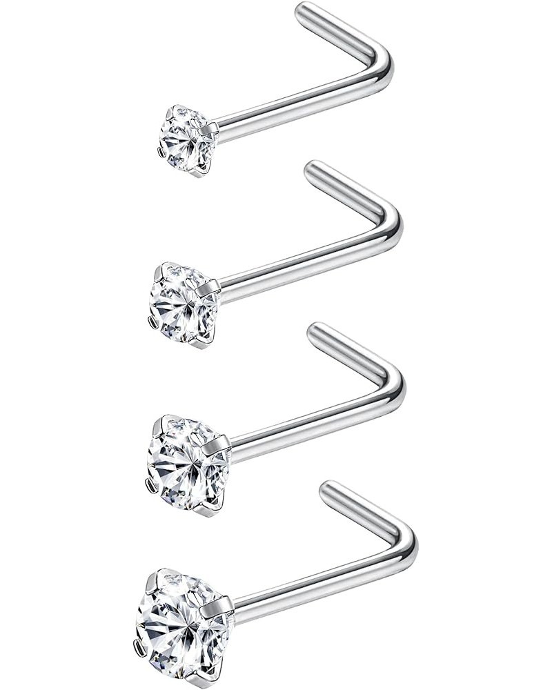 20G 4Pcs Stainless Steel Nose Rings Studs L-Shape Piercing Body Jewelry 1.5mm 2mm 2.5mm 3mm A: 4 Pcs Silver-tone $7.40 Body J...