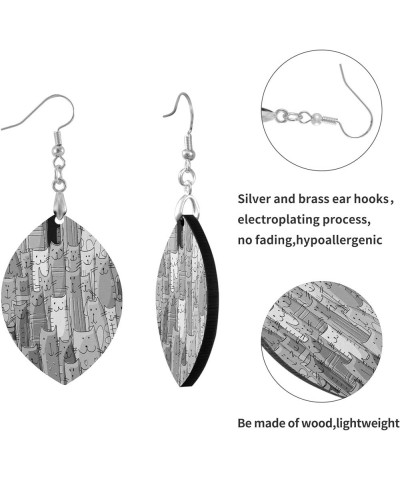 Stylish Custom Wooden Dangle Lightweight Drop/Leaf Earrings Copper Plated Silver Earring Multi 36 $7.55 Earrings