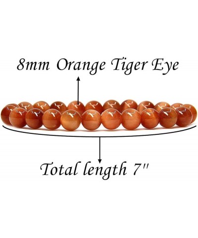 Handmade Gem Semi Precious Gemstone 8mm Round Beads Stretch Bracelet 7" Unisex Orange Tiger Eye $9.17 Bracelets