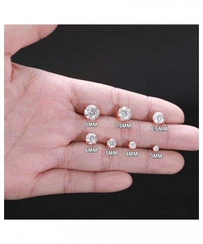 Moissanite Stud Earrings Screw Back 3-10mm 0.2ct-8.0ct 18K White Yellow Rose Gold Plated S925 Sterling Silver Round Cut D Col...