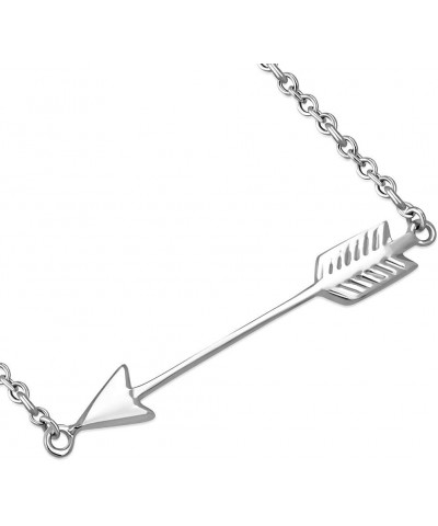 925 Sterling Silver Classic Love Arrow Horizontal Womens Pendant Necklace White $12.50 Necklaces