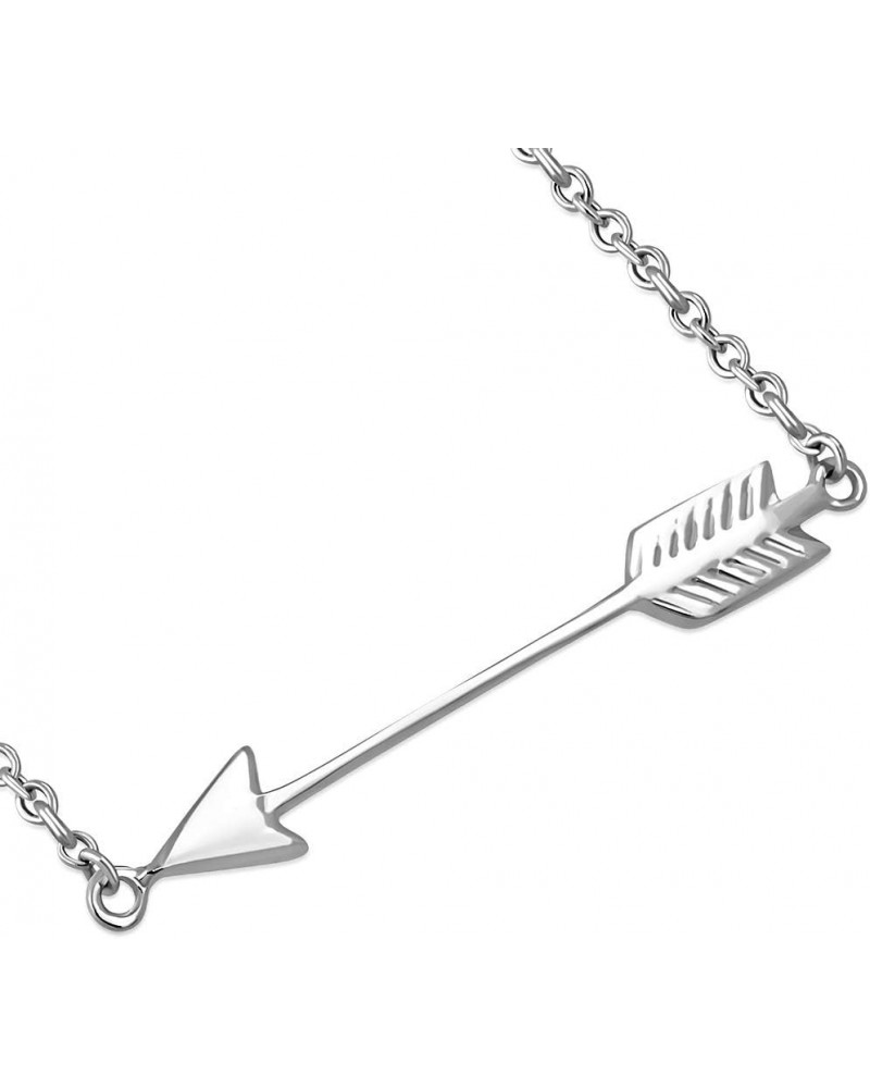 925 Sterling Silver Classic Love Arrow Horizontal Womens Pendant Necklace White $12.50 Necklaces