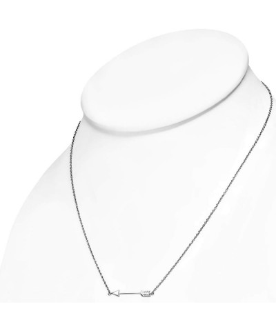 925 Sterling Silver Classic Love Arrow Horizontal Womens Pendant Necklace White $12.50 Necklaces