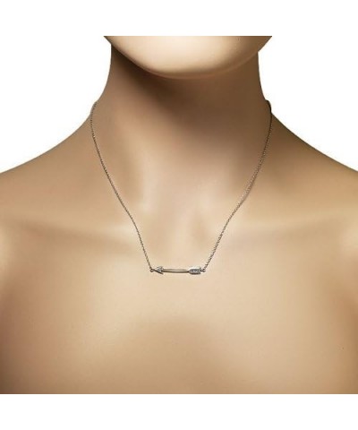 925 Sterling Silver Classic Love Arrow Horizontal Womens Pendant Necklace White $12.50 Necklaces