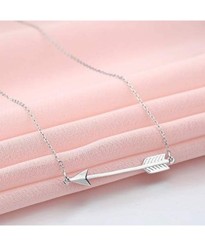 925 Sterling Silver Classic Love Arrow Horizontal Womens Pendant Necklace White $12.50 Necklaces