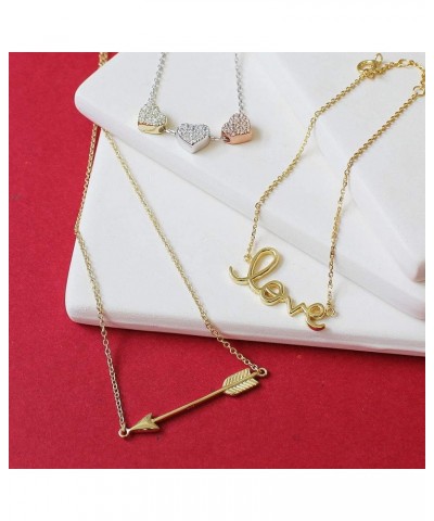 925 Sterling Silver Classic Love Arrow Horizontal Womens Pendant Necklace White $12.50 Necklaces