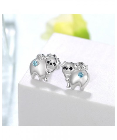 Pug Earrings Sterling Silver Dog Birthstone Earrings Pug Birthstone Gifts Jewelry for Women Girls 12-December Birthstone $21....