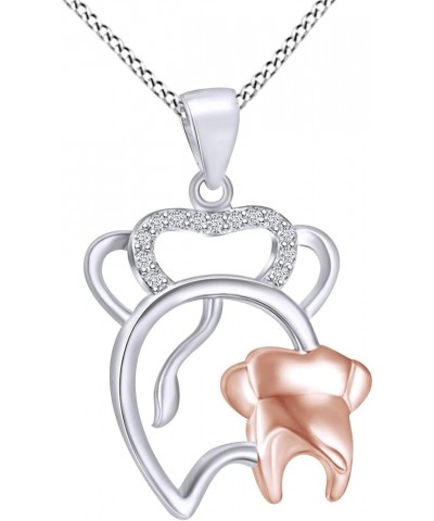 925 Sterling Silver White Cubic Zirconia Mother & Child Animal Pendant Necklace Elephant white-gold-plated-silver $32.12 Neck...