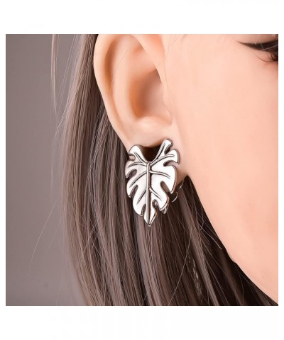 Simple Leaf Opening Hypoallergenic Stainless Steel 0g 2g Plugs Ear Gauges Tunnels Piercing Expander Stretchers Fashion Body J...