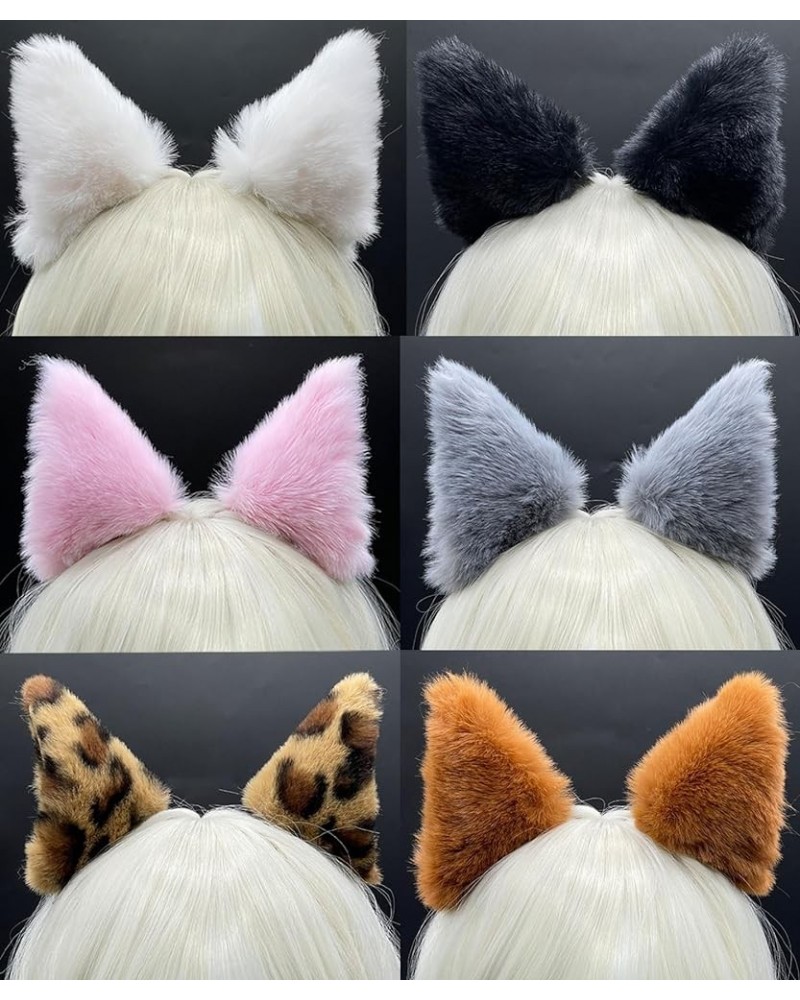 Fox Wolf Cat Ears Headband Clips, Animal Furry Ears,Christmas Halloween Ears,Cosplay Costume Accessory Funny Gifts Multicolor...