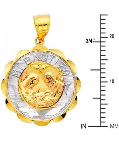 14k Tri-color Gold Religious Baptism Pendant with 1.5mm Flat Open Wheat Chain Necklace 16.0 Inches $86.40 Pendants