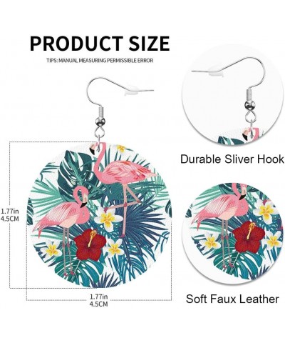 Sunflower and Bees Round Faux Leather Earrings for Women Girls Yellow Bright Cartoon Cute Style Lightweight Double-Side Print...