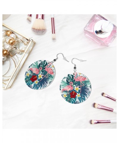 Sunflower and Bees Round Faux Leather Earrings for Women Girls Yellow Bright Cartoon Cute Style Lightweight Double-Side Print...