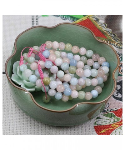 Natural Gemstone 8mm Round Beads Adjustable Braided Macrame Tassels Chakra Reiki Bracelet Morganite Beryl Aquamarine $7.45 Br...