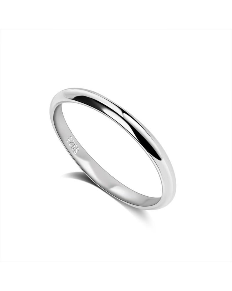 Classic Plain Hight Polished Stackable Plain Statement Ring Comfort Fit Rings Wedding Band 925 Sterling Silver For Women & Me...