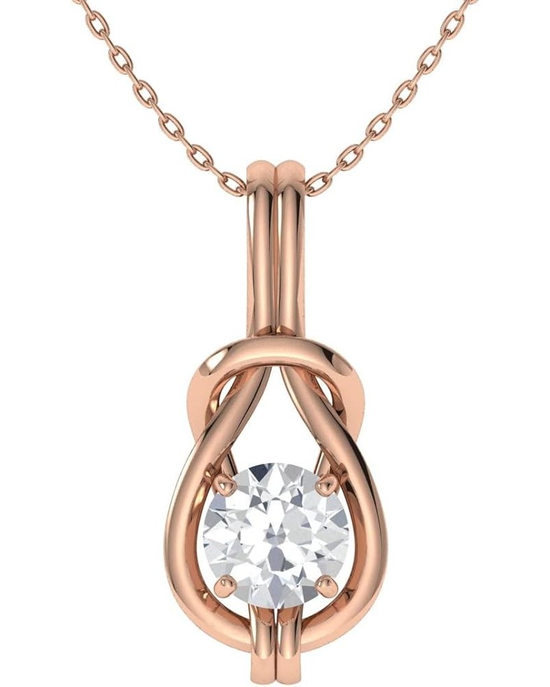 Natural and Certified Gemstone Infinity Knot Solitaire Necklace in 14k Solid Gold | 6 MM Pendant with 18 Inch Chain 14K Rose ...