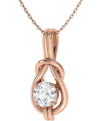 Natural and Certified Gemstone Infinity Knot Solitaire Necklace in 14k Solid Gold | 6 MM Pendant with 18 Inch Chain 14K Rose ...