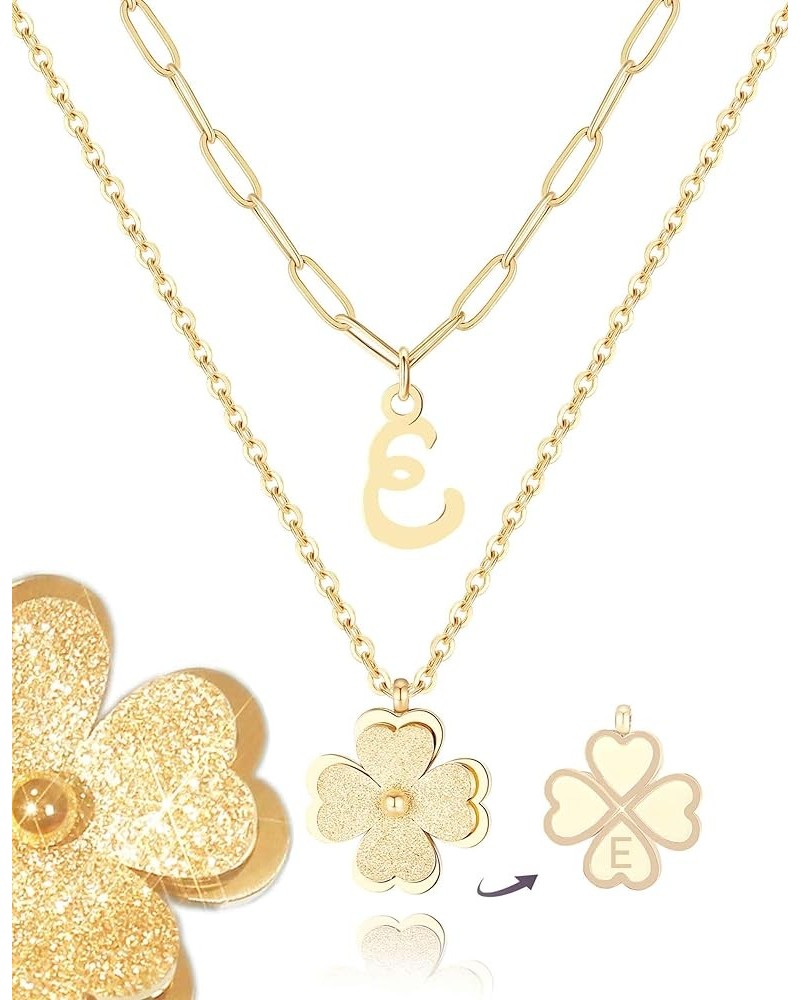 Non Tarnish Lucky Clover Flower Initial Necklaces for Teen Girls Women Trendy, Dainty Layered Cute Letter Pendant Necklace 18...