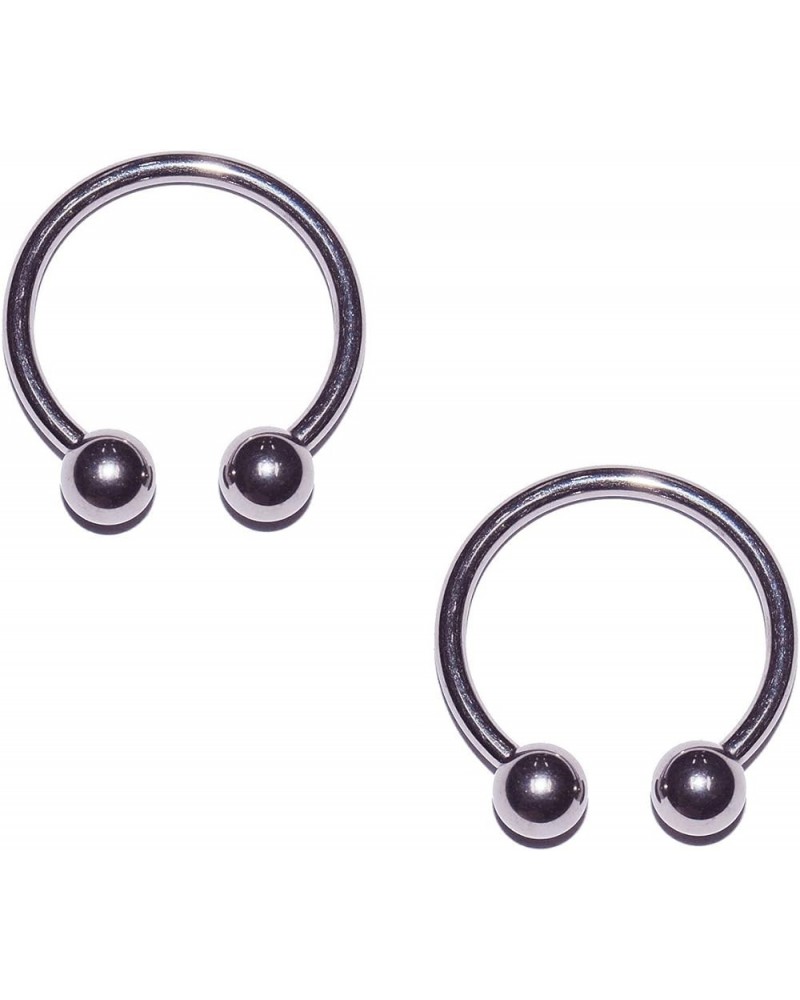 2x Pieces 12 Gauge 12g 316L Stainless Steel Circular Barbell Horseshoe Septum Nipple Ring Earring Piercing Body Jewelry Inch ...