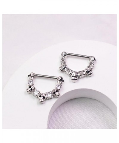 14G 316L Heart Nipple Cliker Surgial Steel Opal Nipple Ring Nipple Piercing Jewelry Shiny Heart Clear CZ Nipple Bars Nipple B...