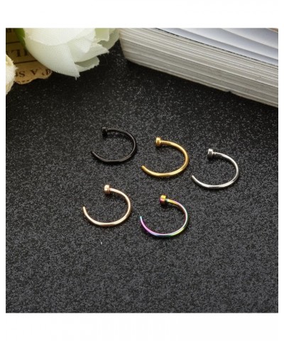 18-22G 5Pcs Stainless Steel Nose Rings Hoop Body Piercing Jewelry 8-10MM C: 20G 8MM (Inner Diameter) $7.83 Body Jewelry