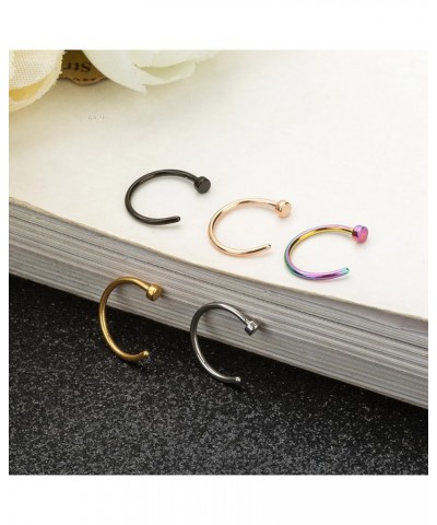 18-22G 5Pcs Stainless Steel Nose Rings Hoop Body Piercing Jewelry 8-10MM C: 20G 8MM (Inner Diameter) $7.83 Body Jewelry