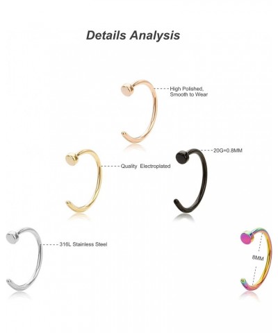 18-22G 5Pcs Stainless Steel Nose Rings Hoop Body Piercing Jewelry 8-10MM C: 20G 8MM (Inner Diameter) $7.83 Body Jewelry