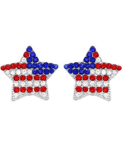 Women's Stunning Red White And Blue American Flag Crystal Rhinestone Stars July 4th USA Clip On Earrings, 1 $10.50 Earrings