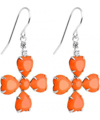 Clear Orange Neon Four Leaf Clover Dangle Earrings $9.00 Earrings