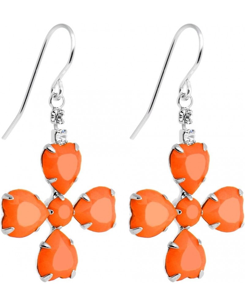 Clear Orange Neon Four Leaf Clover Dangle Earrings $9.00 Earrings