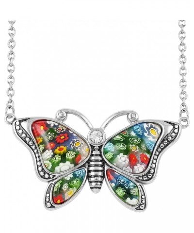 Shop LC Dainty Butterfly Necklace for Women Murano Style Millefiori Glass Aesthetic Beach Friendship Friend Mom 24" Birthday ...