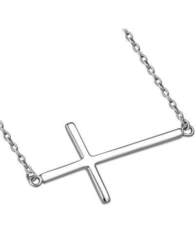 925 Sterling Silver Sideways Cross Necklace for Women - Small Dainty Side Ways Cross Faith Necklace in Silver, Yellow Gold & ...