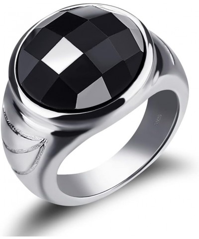 Natural Agate Rings Real 925 Sterling Silver Vintage Black Agate Stone Rings Sizes 6-13 for Women Men Boys $23.31 Rings