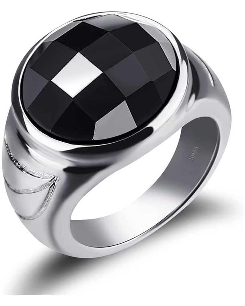 Natural Agate Rings Real 925 Sterling Silver Vintage Black Agate Stone Rings Sizes 6-13 for Women Men Boys $23.31 Rings