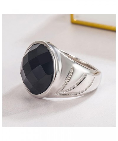 Natural Agate Rings Real 925 Sterling Silver Vintage Black Agate Stone Rings Sizes 6-13 for Women Men Boys $23.31 Rings